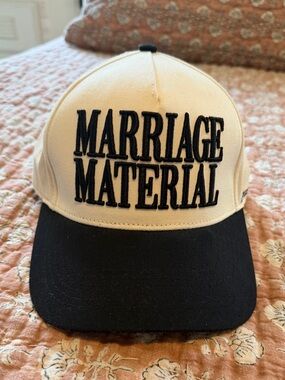 'Marriage Material' Trucker Hat - Cream & Black